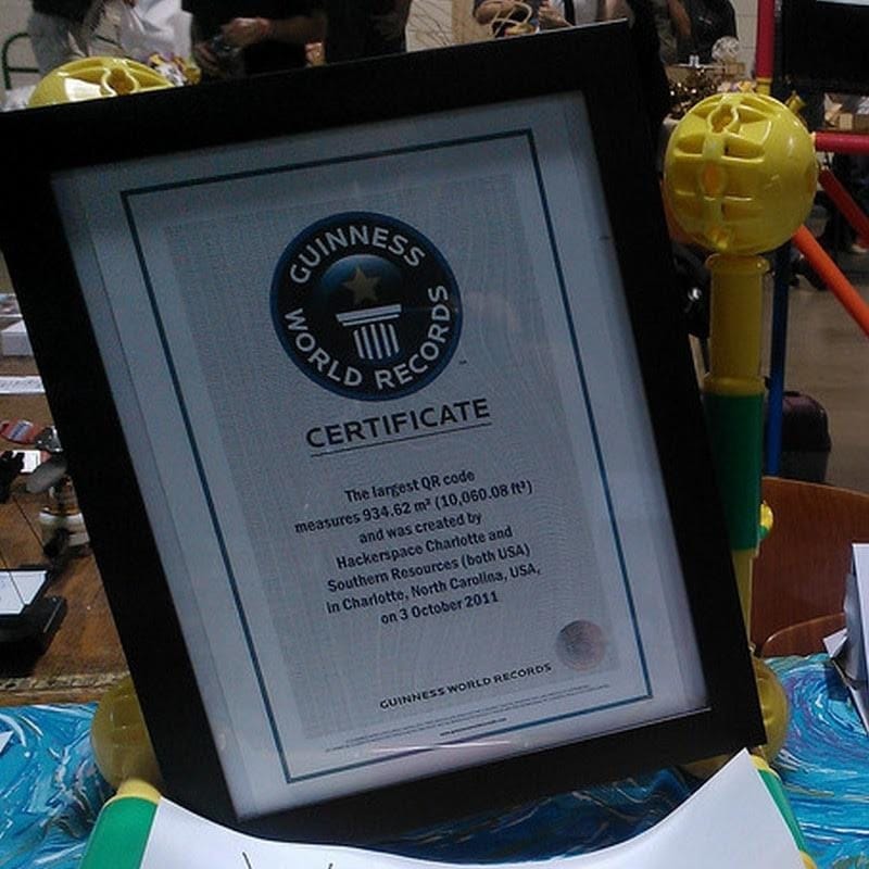 guinness world record certificate for largest qr code