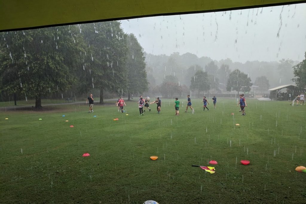 Rugby in the rain